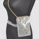 Rhinestone Studded Clear Belt Bag with Chain Strap