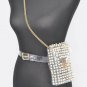 Rhinestone Studded Clear Belt Bag with Chain Strap