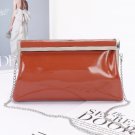Glossy Frame Closure Evening Clutch with Chain Strap