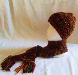 Adult Knit Autumn Hat and Scarf Ensemble