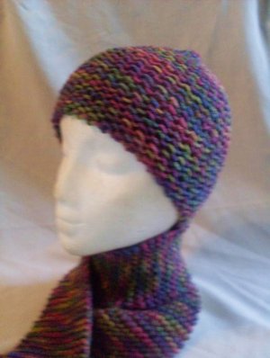 Knit Cotton Candy Hat and Scarf Ensemble