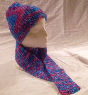 Knit BonBon Hat and Scarf Ensemble