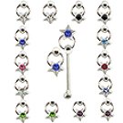 20pcs. Jeweled Star CBR Silver Nose Studs