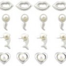 40pcs. Pearl Jeweled Silver Nose Studs