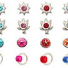 40pcs. Jeweled, Handpainted Silver Nose Studs