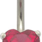 Jeweled Heart Shaped Silver Belly Ring