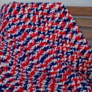 HAND CROCHETED DECORATIVE THROW IN PATRIOTIC RED WHITE BLUE FREE SHIPPING IN US