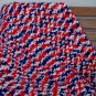 HAND CROCHETED DECORATIVE THROW IN PATRIOTIC RED WHITE BLUE FREE SHIPPING IN US