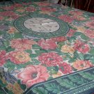 VINTAGE TABLECLOTH COLORFUL HUGE FLOWERS