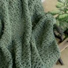 HAND CROCHETED AFGHAN IN  THYME GREEN