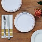 10 White 7.5"" Round Salad Plates Lace Rose Gold Trim Events Wedding Supplies