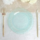 10 Blue 7.5"" Round Salad Plates Hammered Gold Trim Party Wedding Supplies