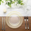 10 Pcs Plastic Clear With Gold Rim 8"" Plates Disposable Party Wedding Events
