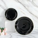 Black 10 Round 7.5"" Plastic Salad Plates With Gold Dotted Rim Party Supplies