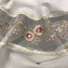 White Embroidery 72X90"" Oval Fabric Embroidered Pink Jewels Tablecloth 8 Napkins