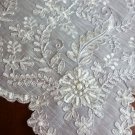 Embroidery Beaded Pearl Embroidered 33"" Tablecloth White Silver Wedding Bridal