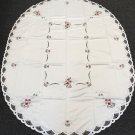 72X108"" Oval Embroidery Tablecloth Embroidered Red Flowers Napkins
