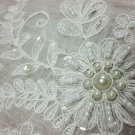 Handmade Beaded Pearl Embroidered Organza Fabric Embroidery 33X33"" Tablecloth