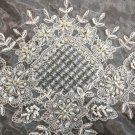 42X42"" Square Embroidery Handmade Beaded Pearl Sheer Embroidered Tablecloth