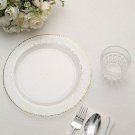 50 Clear 10"" Round Salad Plates Hammered Gold Trim Party Events Wedding Supplies