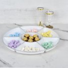 6 White Silver 16"" Plastic Food Compartment Round Serving Trays Party Supplies