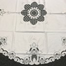 58'' Round Fabric White Gray Embroidered Floral Embroidery Tablecloth Napkins