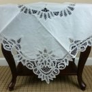 White Cotton Handmade Embroidered Battenburg Lace 33'' Square