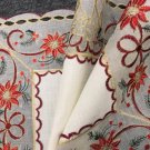 6 Pieces Holiday Christmas Embroidered Red Poinsettia Embroidery Table Placemats