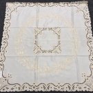 Beige Embroidery Side End Table Embroidered Floral 42X42"" Tablecloth Square