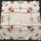 Christmas Embroidery Poinsettia Candle Embroidered Tablecloth Beige 33"" Square