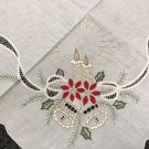 Christmas Holiday 100% Cotton Embroidered 42X42"" Embroidery White Tablecloth