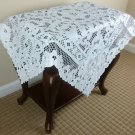 White 33"" Square Polyester Cutwork Embroidery Tablecloth Coffee Side End Table