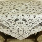 Beige 33"" Square Polyester Cutwork Embroidery Tablecloth Coffee Side End Table
