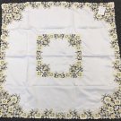 Embroidered Green Rose 42X42"" Square Embroidery Tablecloth Side End Table Cover