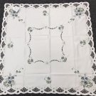 Polyester Lace Floral Embroidered Gray Rose 42X42"" Square Embroidery Tablecloth