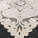 Beige Ivory Embroidered Cotton Polyester 42X42"" Embroidery Cutwork Tablecloth