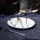 40 White Gold 8"" Marble Round Salad Disposable Plates Party Wedding Catering