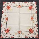 Embroidery Christmas End Table Topper Coffee Table Tablecloth 33X33"" - Beige