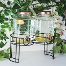4 Sets 2 Gallons Jars Glass Beverage Dispenser Spigot Stand Wedding Centerpieces