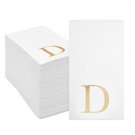 Gold Foil Initial Letter D White Monogram Paper Napkins (4 X 8 In 100 Pack)