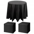 12-Pack 84"" Black Disposable Plastic Round Tablecloth Table Covers Party Supply