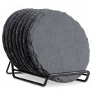 8 Pack Slate Drink Coasters With Holder For Coffee Table Bar Kitchen (3.8 In)