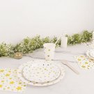 120 White Gold Disposable Stars Paper Tableware Set Wedding Party Event Supplies