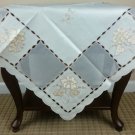 Polyester Embroidered 42X42"" Fabric Embroidery Square Tablecloth Beige