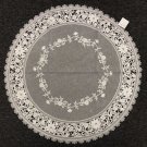 33"" Round Wedding Bridal White Silver Rhine Stone Embroidery Organza Tablecloth