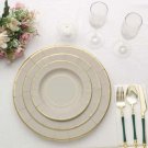 Taupe 25 Round 13"" Paper Charger Plates Metallic Rim Party Events Tableware