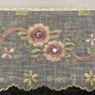 White Embroidery Pink Jeweled Rhine Stone 33X33"" Square Embroidered Tablecloth