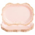 Pink Disposable Serving Trays Gold Foil Dot Party Platters (9 X 13 In 24X)