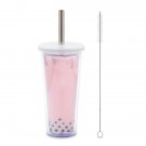 Reusable Boba Tea Tumbler With Lid And Straw Set To-Go Bubble Tea Cup (24 Oz)