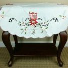 Embroidered Christmas Red Candle Embroidery Fabric Tablecloth Topper 33"" Round